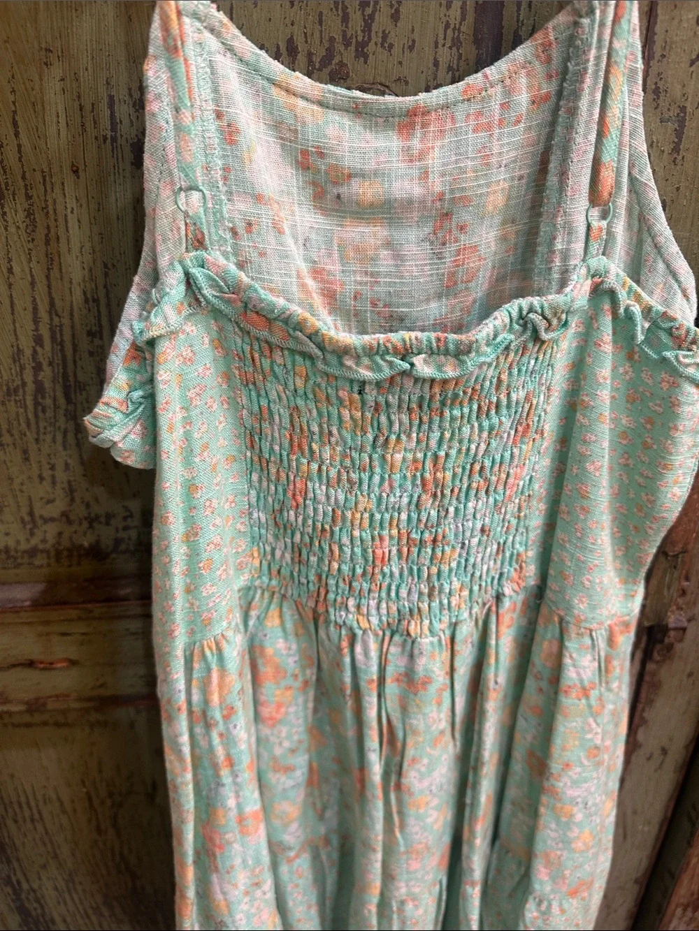 art class Yellow and Mint Floral Tiered Sundresses
